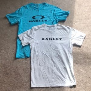 White and Blue Oakley graphic tees